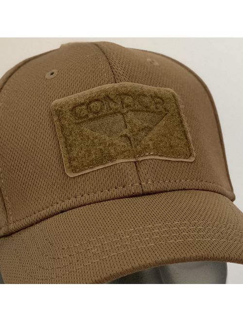 Condor Flex Mesh Cap (Brown) + PVC Flag & Warrior Patch, Highly Breathable Fitted Tactical Operator Hat