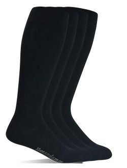 Yomandamor Men's Bamboo Extra Wide Top Over The Calf Dress Socks Boot Socks, 4 Pairs L Size, Suits For All Season