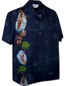Pacific Legend Men's Santa and Snowflakes Christmas Hawaiian Shirt