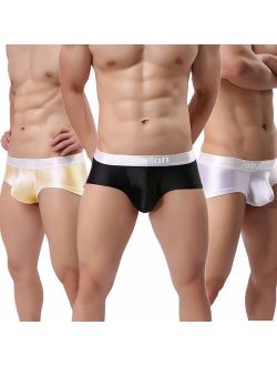 Mens Underwear Sexy Bulge Ball Pouch Ice Slik Short Leg Boxer Briefs Underpants Pack