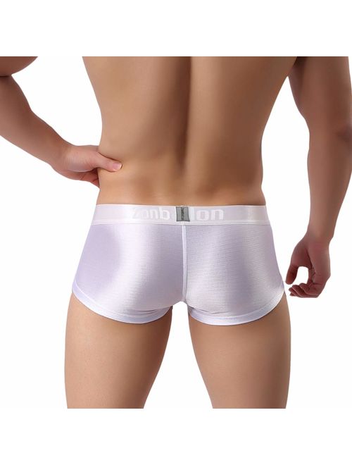 Mens Underwear Sexy Bulge Ball Pouch Ice Slik Short Leg Boxer Briefs Underpants Pack