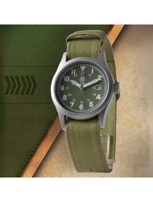 Smith & Wesson Men's SWW-1464-OD Military Silver-Tone Watch with Interchangeable Canvas Bands
