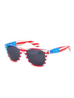 American America USA Flag Sunglasses Patriotic Clear Frame Classic 80s SHADERZ