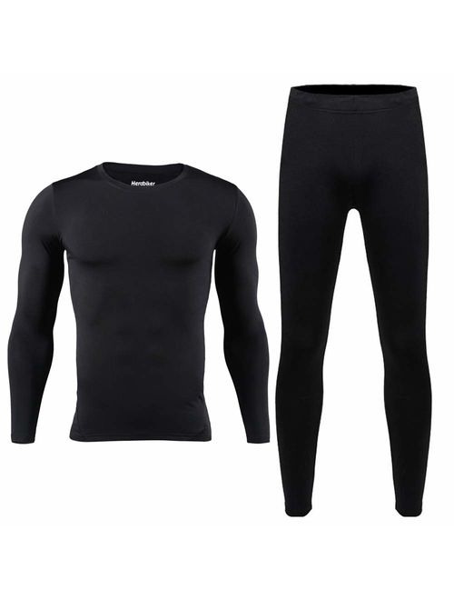 HEROBIKER Mens Thermal Underwear Set Skiing Winter Warm Base Layers Tight Long Johns Tops & Bottom Set with Fleece Lined