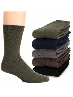 Mens Wool Socks Thermal Heavy Thick Fuzzy Soft Warm Winter Socks 5 Pairs