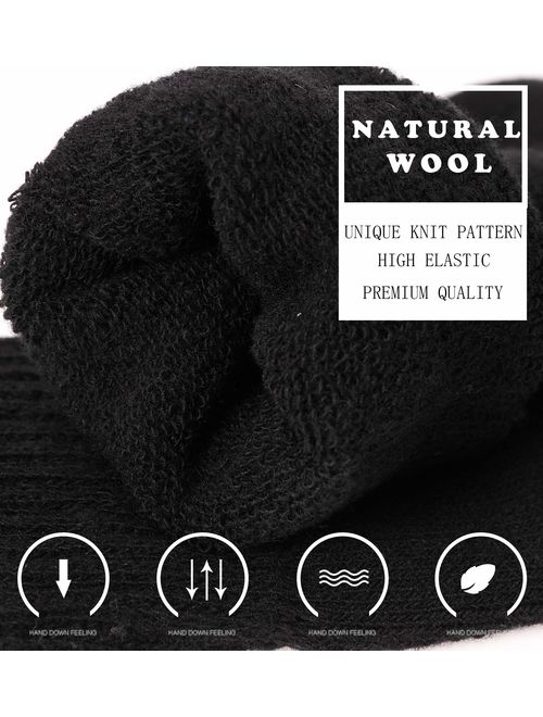 Mens Wool Socks Thermal Heavy Thick Fuzzy Soft Warm Winter Socks 5 Pairs