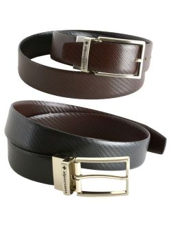 Mens Dress Belt Reversible Black Brown Leather Imported from Spain