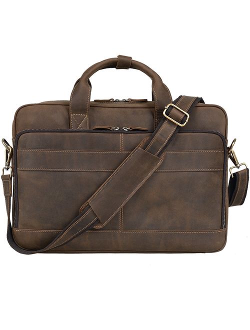 Jack&Chris Men's Genuine Leather Briefcase Messenger Bag Attache Case 14" Laptop, MB005B