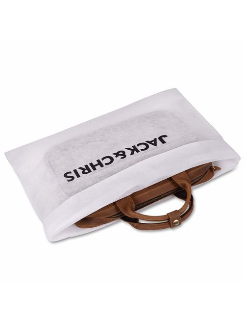 Jack&Chris Men's Genuine Leather Briefcase Messenger Bag Attache Case 14" Laptop, MB005B