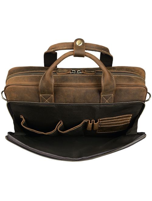Jack&Chris Men's Genuine Leather Briefcase Messenger Bag Attache Case 14" Laptop, MB005B