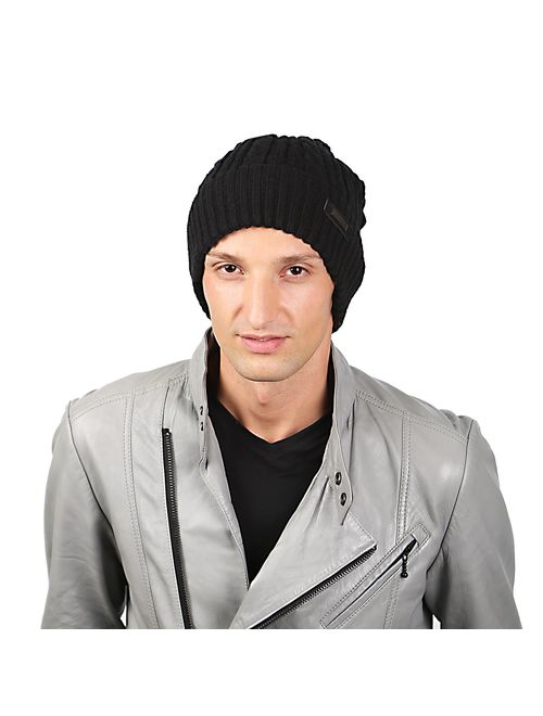 HIG Mens Winter Hat Warm Comfortable Soft Knit Beanie Hats Lined with Fleece