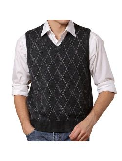 Lisianthuas Mens' Argyle V-Neck Sweater Vest