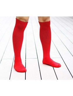 Athletic Over the Calf Compression Crew Socks for Mens and Boys - Black/Red/White/Yellow/Green