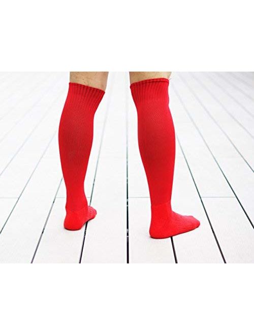 Athletic Over the Calf Compression Crew Socks for Mens and Boys - Black/Red/White/Yellow/Green