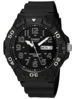 Men's Classic Quartz Watch with Resin Strap, Black, 20 (Model: MRW-210H-1AVCF)