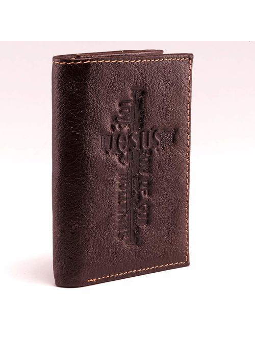 Christian Art Gifts Genuine Leather Wallet for Men | Quality Classic Trifold Leather Wallet | Christian Gifts for Men