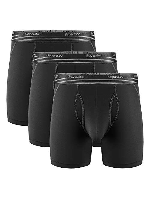 Separatec Men's Underwear Dual Pouch Sport Quick Dry Long Leg Boxer Briefs 3 Pack