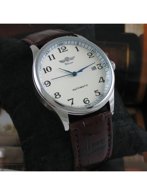 VIGOROSO Men's Classic Automatic Mechanical Day Calendar Luxury Leather Band Watch