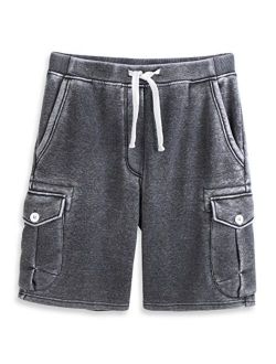 HARBETH Men's Classic-Fit 5-Pockets Cargo Short Cotton Elastic Fleece Gym Shorts
