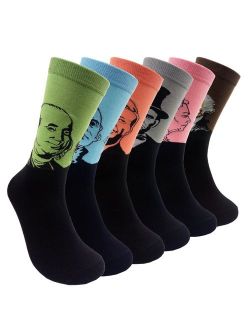 Funny Mens Novelty Presidents/Big Guy Dress Socks - HSELL Funky Patterned Cotton Fun Crew Socks