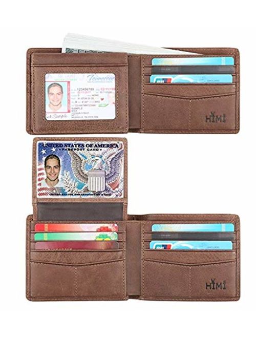 Erasmus Wallet for Men RFID Blocking Leather, ID Window, Bifold Zipper Wallet, Extra Capacity Travel Wallet, Gift box