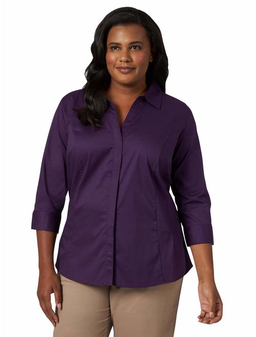 Lee Riders Riders by Lee Indigo Women's Plus Size Easy Care Sleeve Woven Shirt