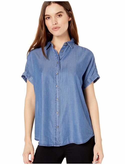 Amazon Brand - Daily Ritual Women's Tencel Relaxed-Fit Short-Sleeve Shirt