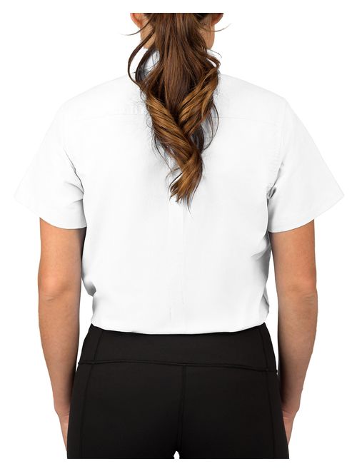 Womens Longer Tail Short Sleeve Oxford Shirt