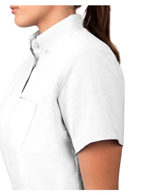 Womens Longer Tail Short Sleeve Oxford Shirt