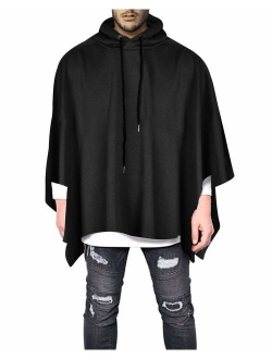 Demetory Men's Oversized Batwing Sleeves Hooded Poncho Cape