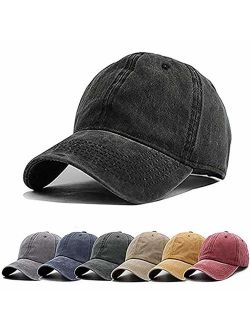 Aedvoouer Men Women Baseball Cap Vintage Cotton Washed Distressed Hats Twill Plain Adjustable Dad-Hat