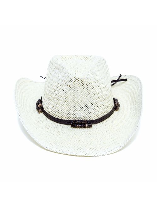 Old Stone Straw Cowboy Cowgirl Hat for Men Women Wide Brim Sun Hat Western Style