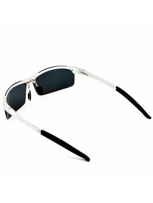 Ronsou Mens Sports Polarized Sunglasses UV Protection Ultra Light Al Mg Sunglasses for Men Driving Fishing Golf