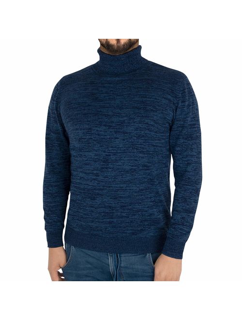 LTIFONE Mens Slim Kintted Long Sleeve Turtleneck Pinstriped Pullover Sweaters
