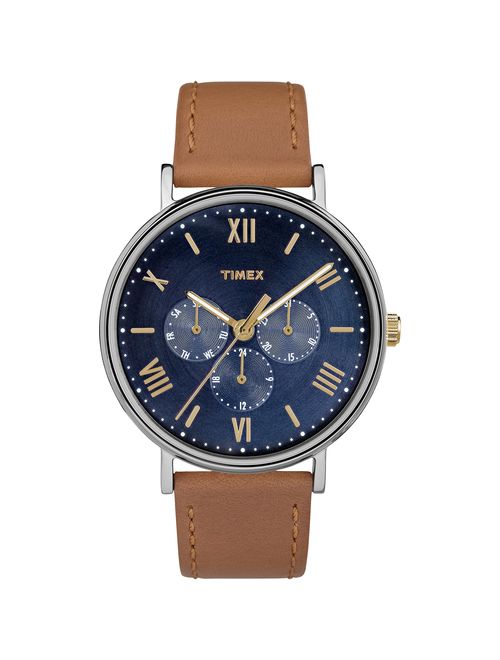 Timex Unisex TW2R29100 Southview 41mm Multifunction Tan/Blue Leather Strap Watch