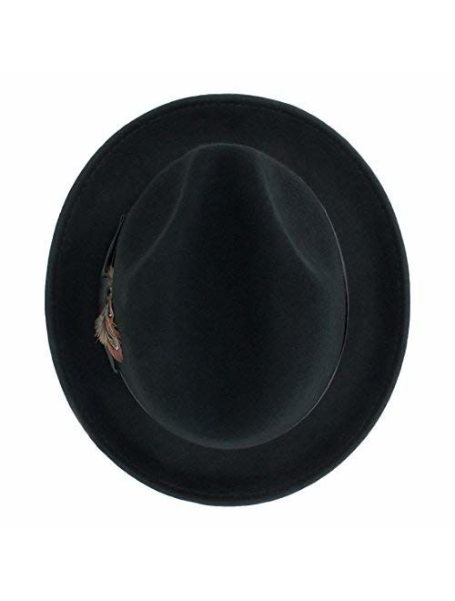 Belfry Trilby Men/Women Snap Brim Vintage Style Dress Fedora Hat 100% Pure Wool Felt in Black, Grey, Navy, Brown and Pecan