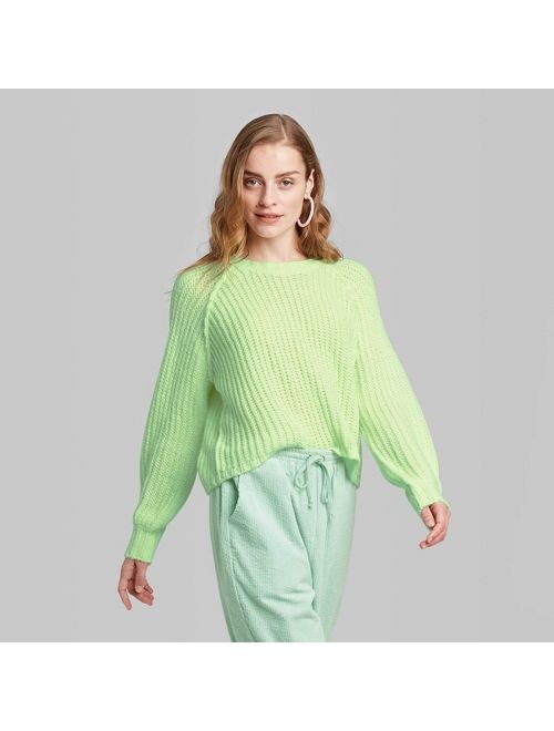 Women's Crewneck Raglan Sweater - Wild Fable Green