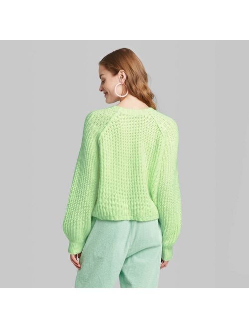 Women's Crewneck Raglan Sweater - Wild Fable Green
