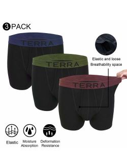 Terra Cotton Men's Boxer Brief Underwear Lycra Stretch No Ride-up Breathable Trunks Temp 3 Pack Several Colors and Styles