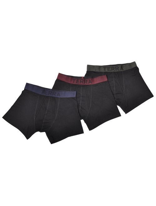 Terra Cotton Men's Boxer Brief Underwear Lycra Stretch No Ride-up Breathable Trunks Temp 3 Pack Several Colors and Styles