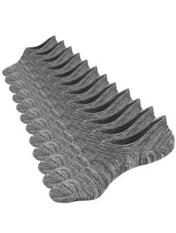 M&Z Mens Low Cut No Show Cotton Casual Ankle Non-Slide Socks 6 Pack Basic Black