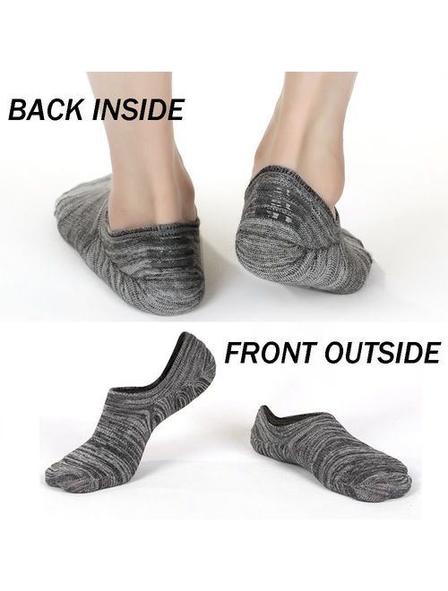 M&Z Mens Low Cut No Show Cotton Casual Ankle Non-Slide Socks 6 Pack Basic Black