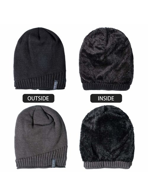 2 Pack Slouchy Beanie Knit Cap Winter Soft Thick Warm Hats for Men and Women
