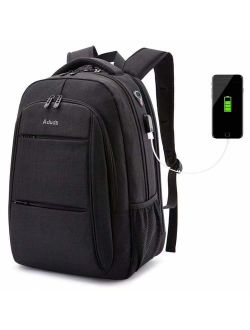 Laptop Backpack, Business Anti-Theft Ultra-Thin and Durable Travel Backpack with USB Charging Port Waterproof, University Men and Women Computer Bag Suitable for 17-inch 