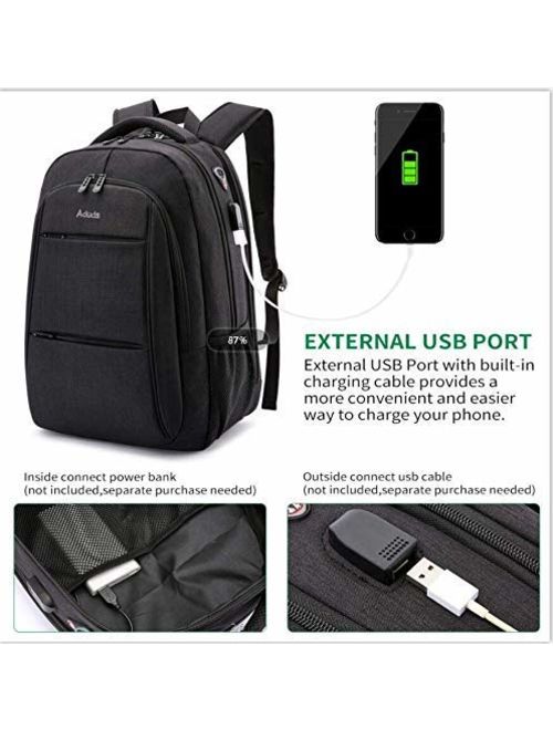 Laptop Backpack, Business Anti-Theft Ultra-Thin and Durable Travel Backpack with USB Charging Port Waterproof, University Men and Women Computer Bag Suitable for 17-inch 