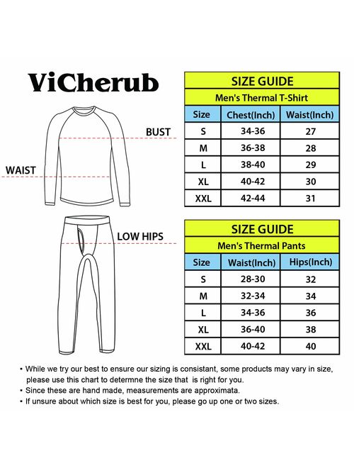 ViCherub Men's Thermal Underwear Set Fleece Lined Long Johns Winter Base Layer Top & Bottom Sets for Men