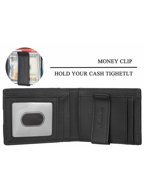 Chelmon Slim Mens Minimalist Wallet Money Clip RFID Blocking Bifold