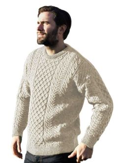 Traditional Wool Crew Neck Aran Sweater