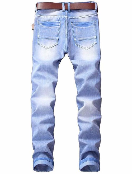 Lavnis Men's Vintage Casual Ripped Slim fit Denim Jeans