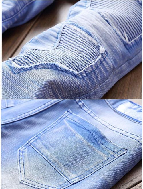 Lavnis Men's Vintage Casual Ripped Slim fit Denim Jeans